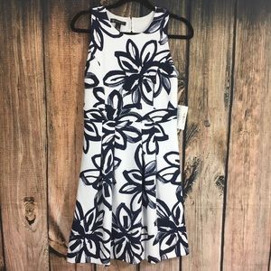 INC White and Blue Floral Dress Size Small New